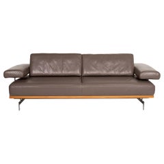 Joop Leather Sofa Gray-Brown Gray Three-Seat Function Couch