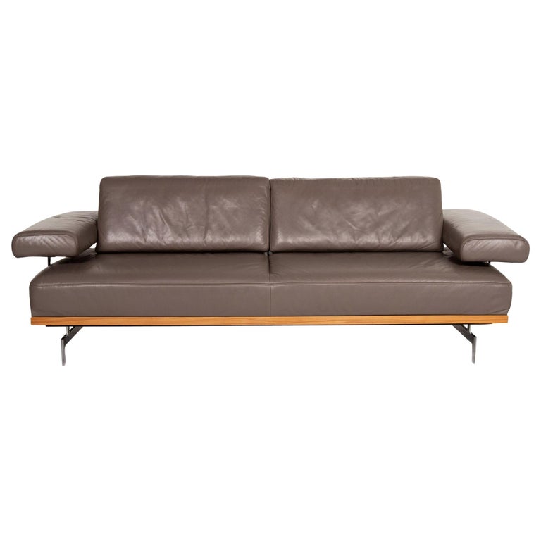 Joop Leather Sofa Gray-Brown Gray Three-Seat Function Couch at 1stDibs | joop  sofa, joop couch