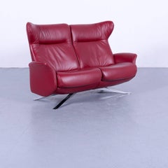 Joop, Leather Sofa Red Two-Seat Recliner