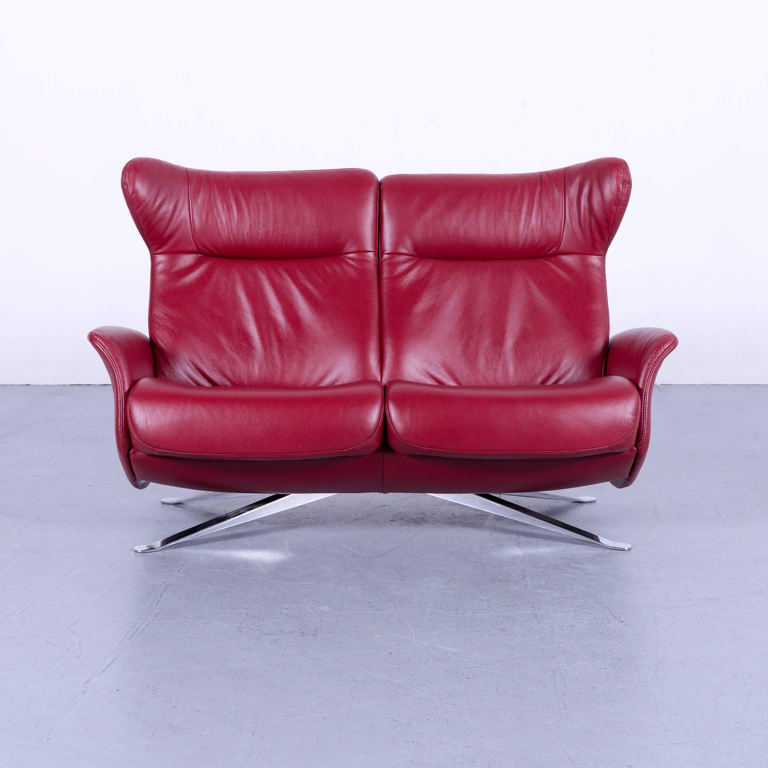 German Joop, Leather Sofa Red Two-Seat Recliner