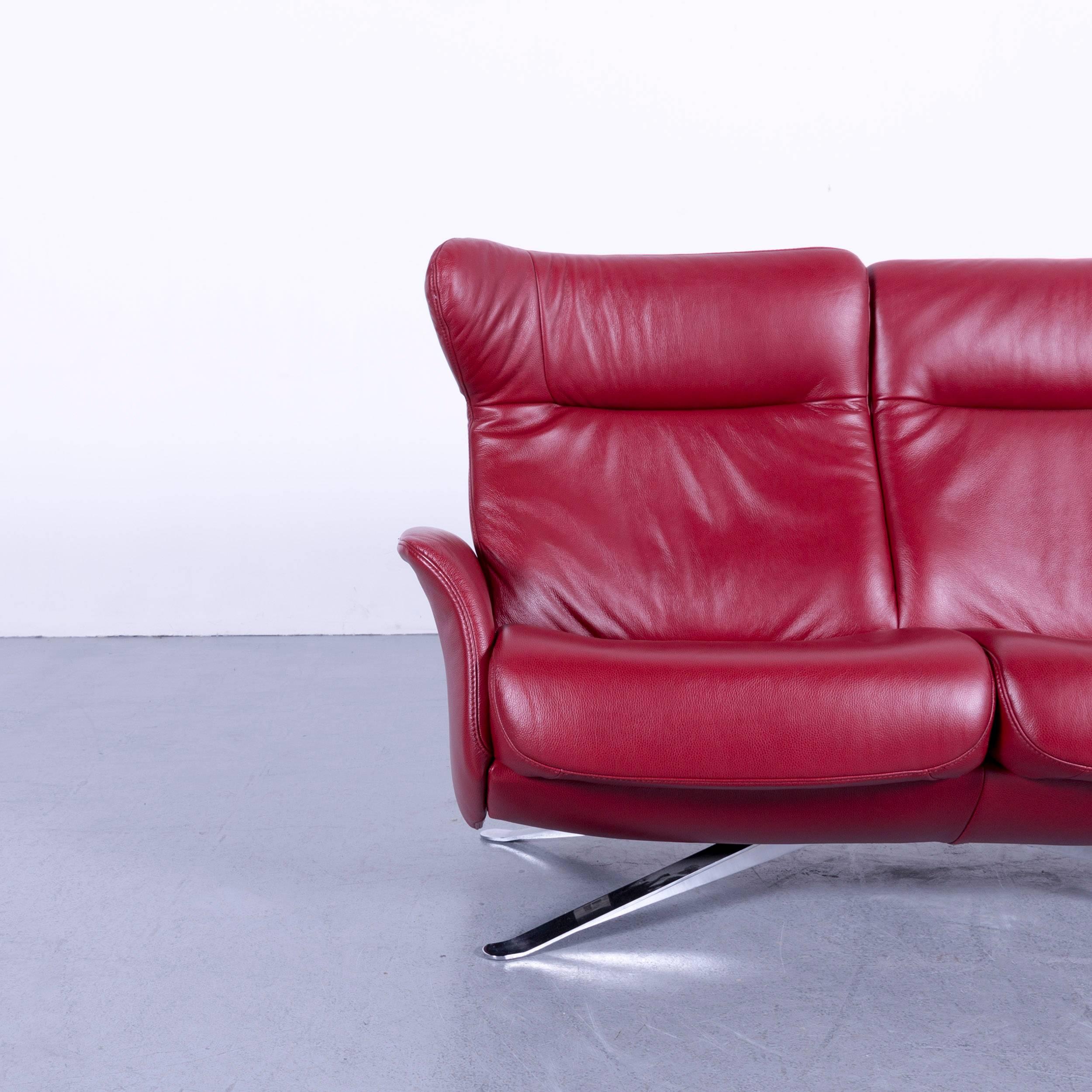 Joop, Leather Sofa Red Two-Seat Recliner In Excellent Condition In Cologne, DE
