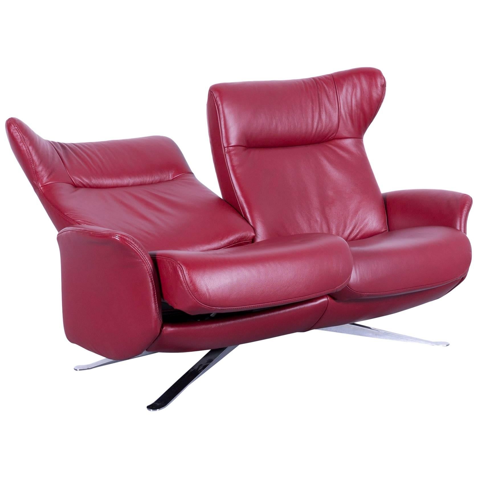 Joop! Ledersofa Rot Zweisitzer Liegesessel