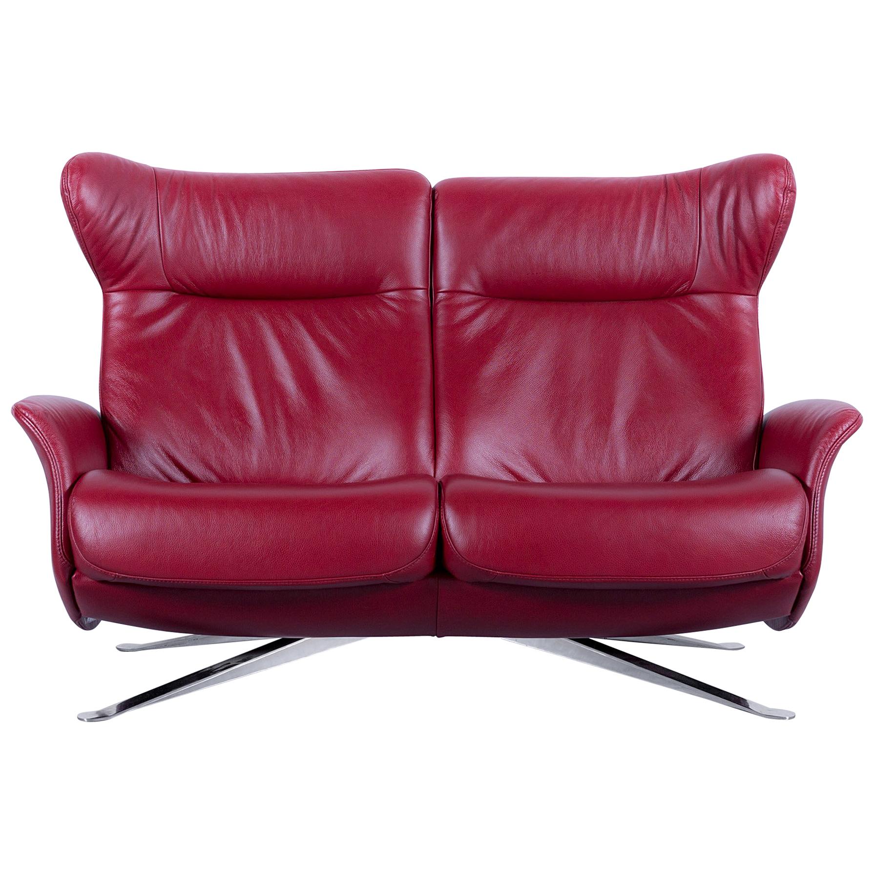 Joop, Leather Sofa Red Two-Seat Recliner