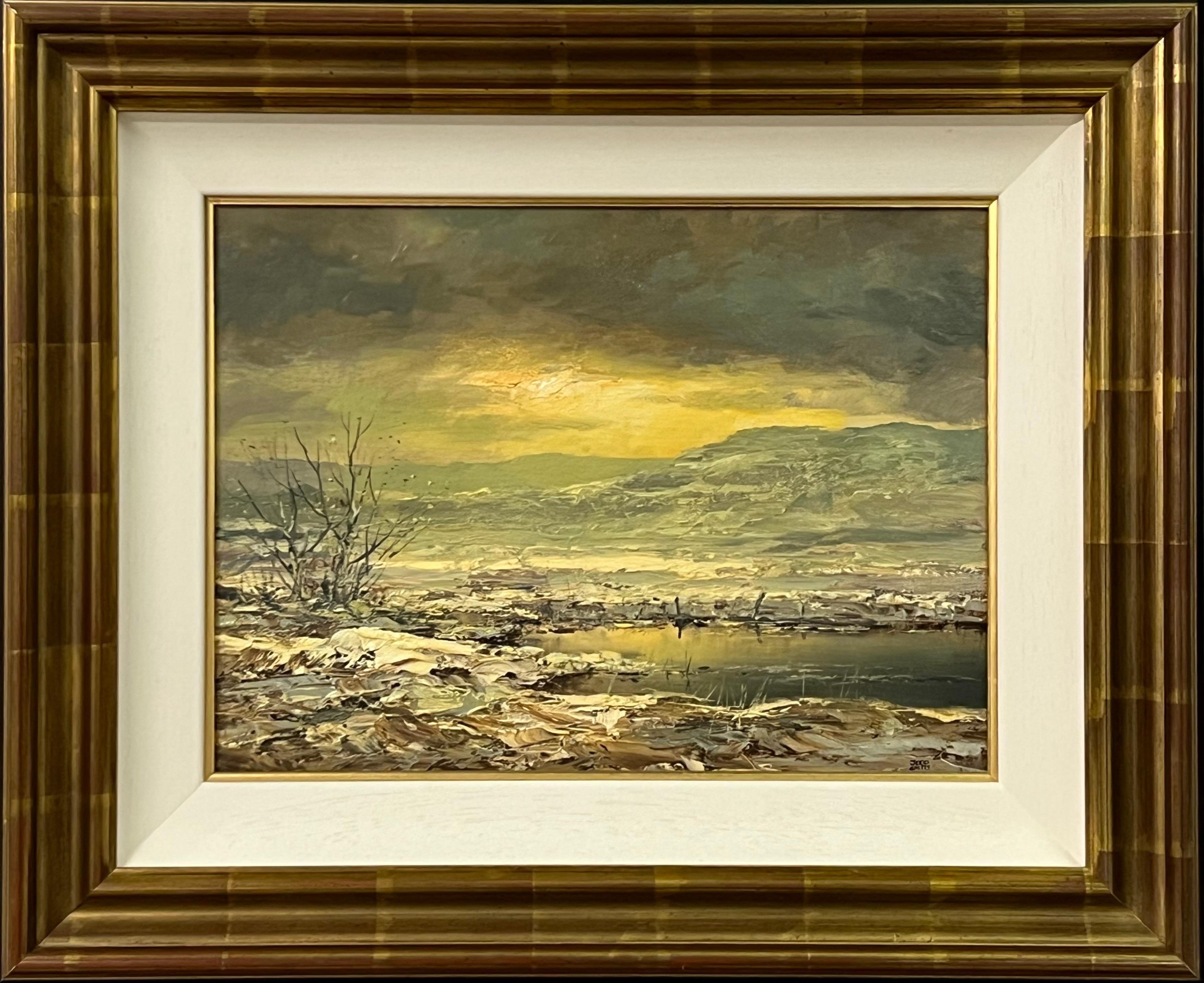 Joop Smits Landscape Painting - Painting of the Winter Sunshine with Mountain Lake by 20th Century Dutch Artist