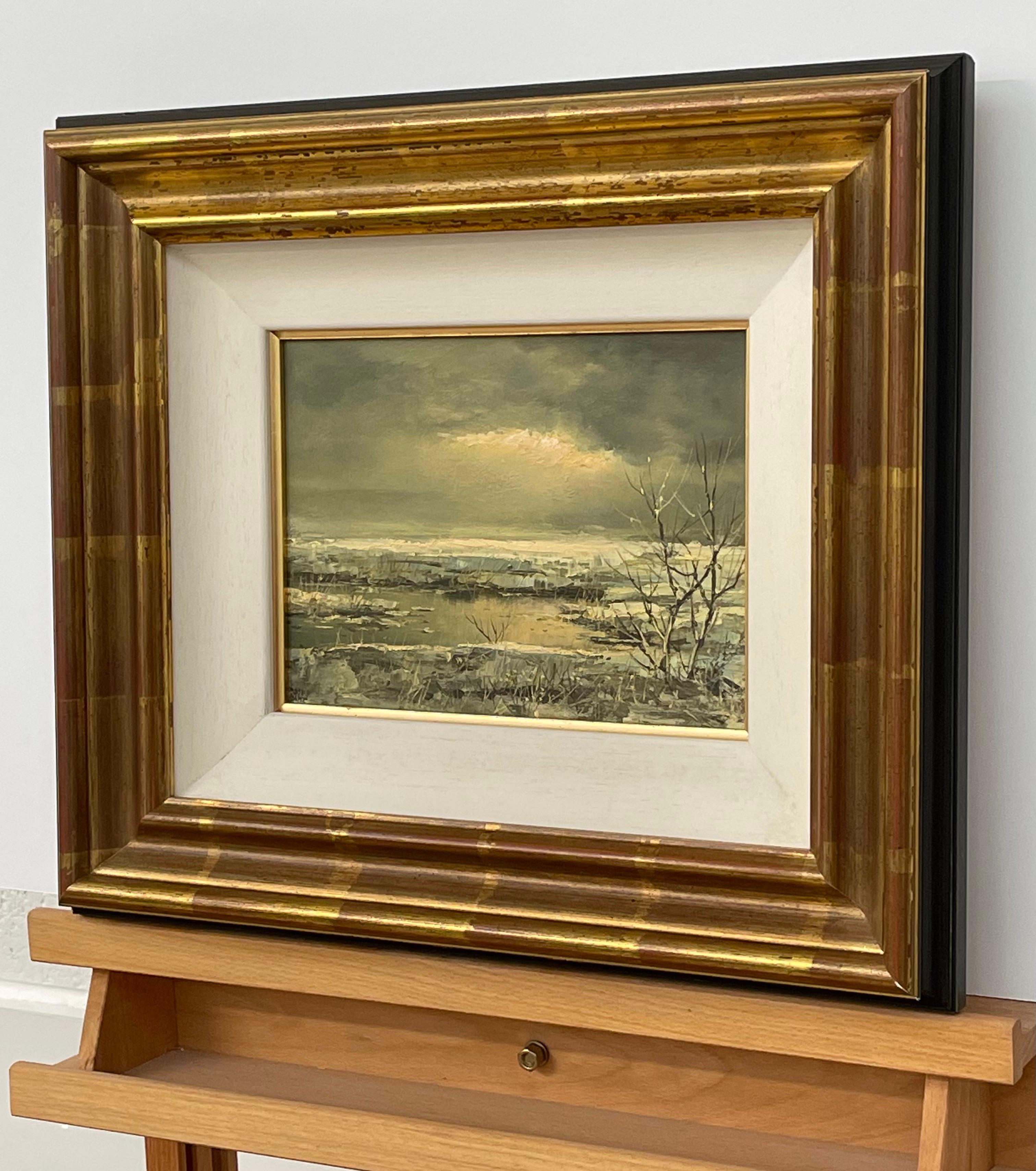 Small Oil Painting of Winter Landscape by 20th Century Dutch Artist - Brown Landscape Painting by Joop Smits