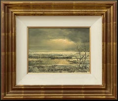 Small Oil Painting of Winter Landscape by 20th Century Dutch Artist