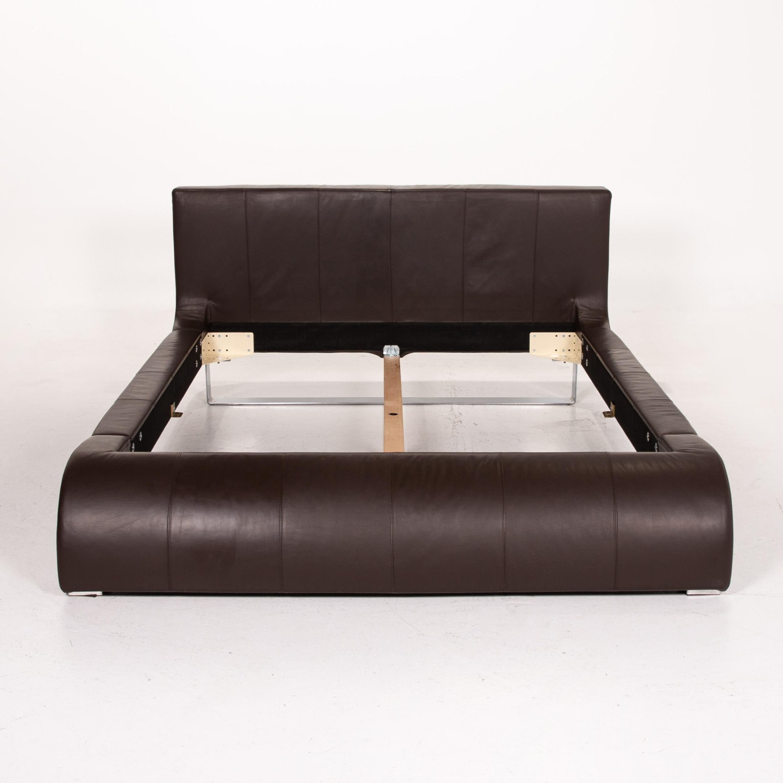Polish Joop! Swing Leather Double Bed Brown Dark Brown Bed For Sale