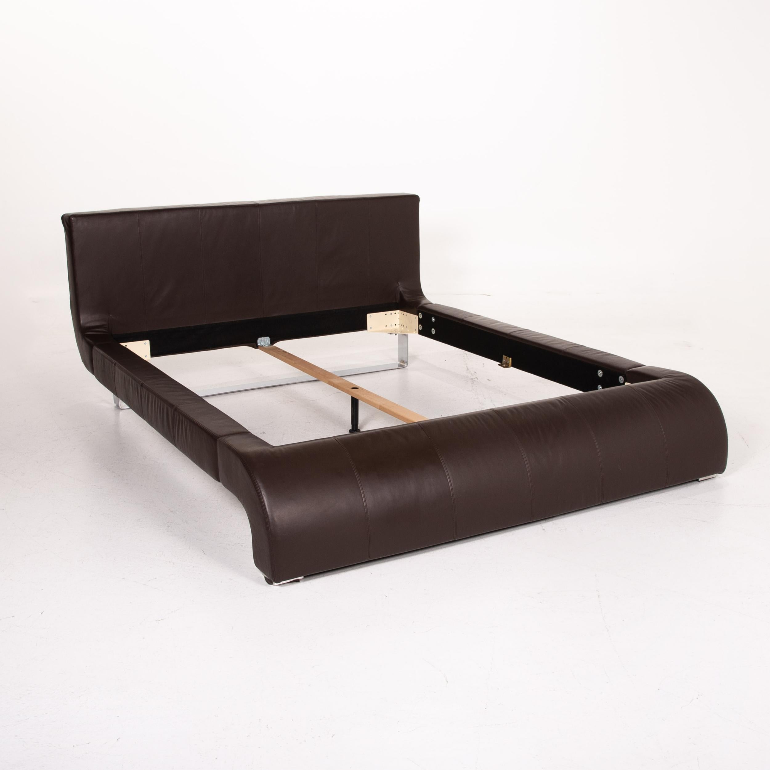 Contemporary Joop! Swing Leather Double Bed Brown Dark Brown Bed For Sale