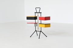 Caja de almacenaje Joos Teders de metal y madera Metalux Países Bajos 1950