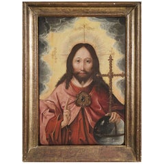 Antique Joos Van Cleve Follower 16th Century "Salvator Mundi"