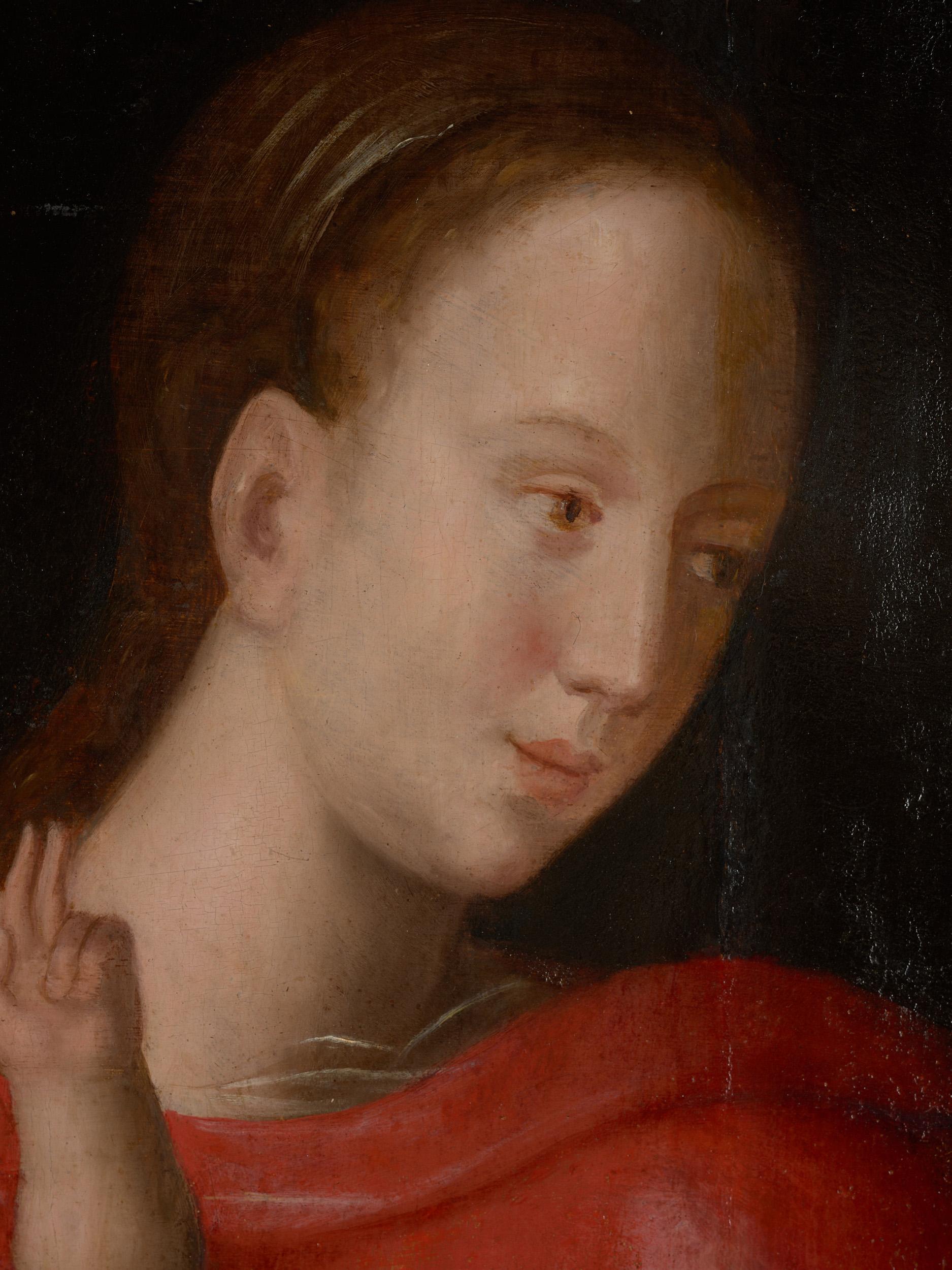 16th C, Biblical, Manner of Joos van Cleve, Madonna with Child, Oil on Panel For Sale 1