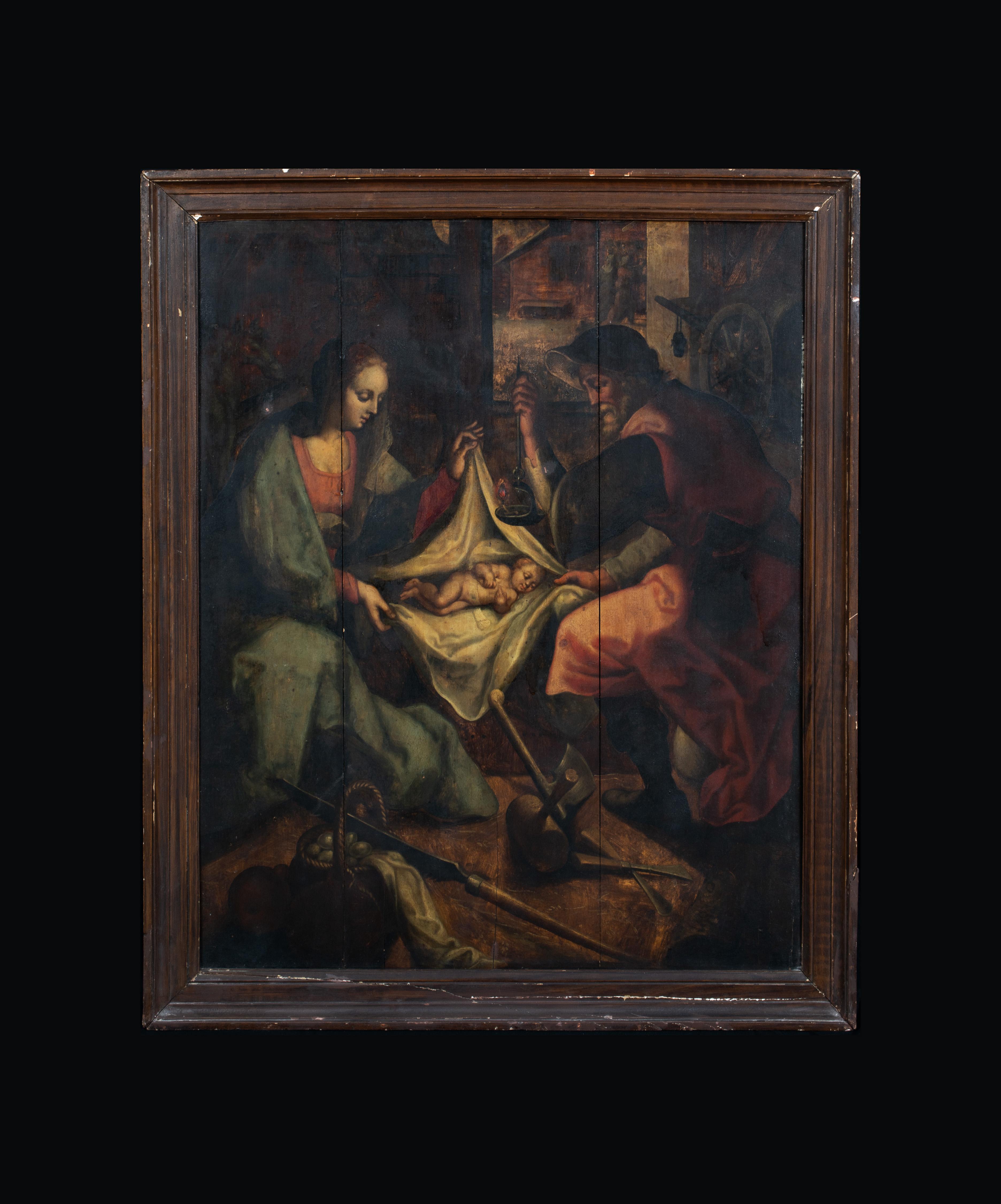 La nativité, XVIe siècle - Painting de Joos VAN WINGHE 