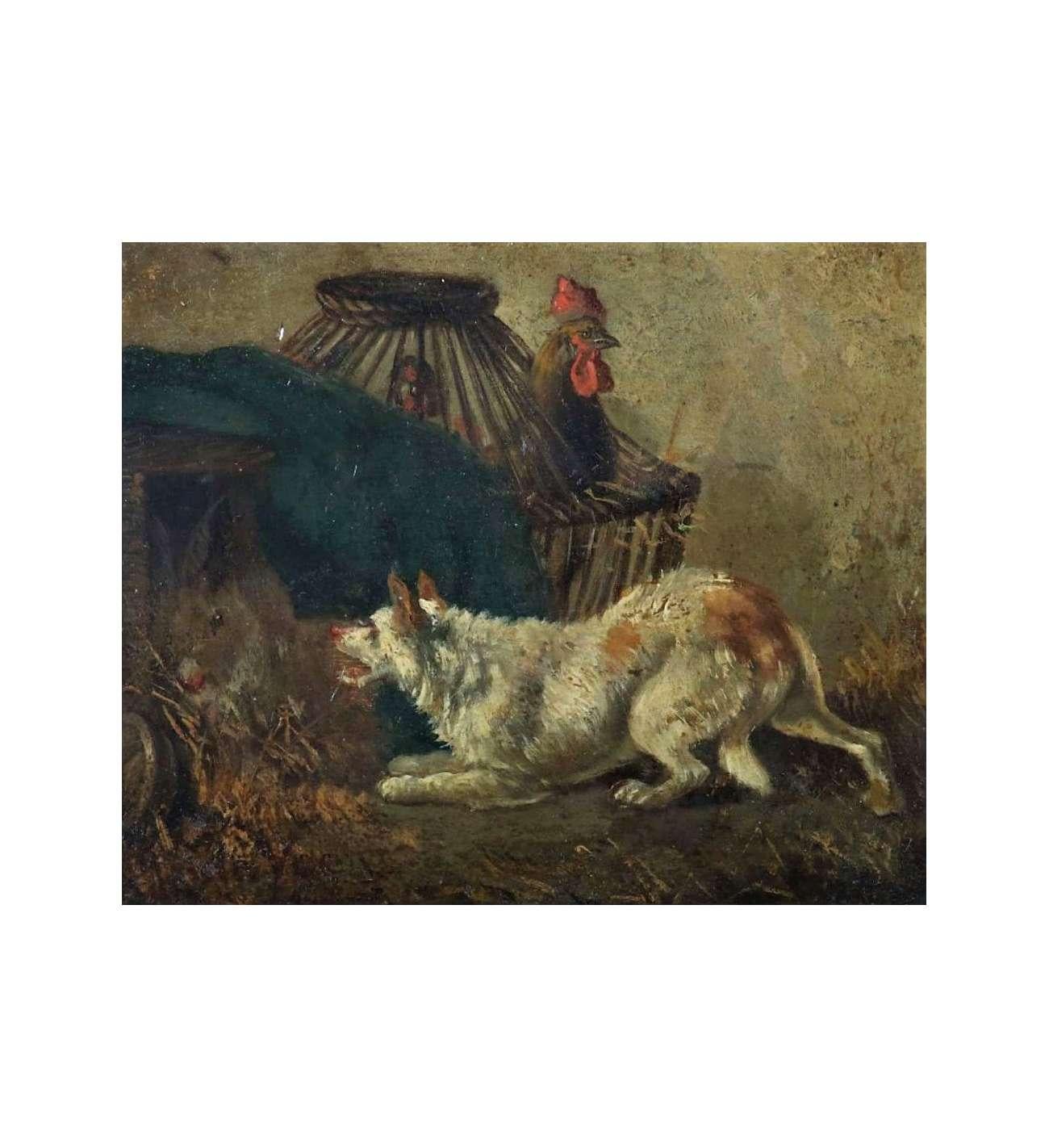 Chien dans un poulailler par Joos Vincent de Vos en vente 1