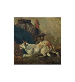Antique Dog In A Chicken Run By Joos Vincent De Vos