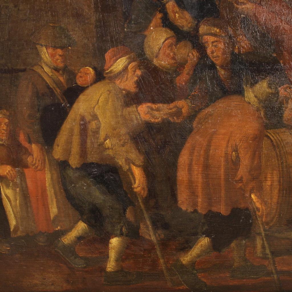 17. Jahrhundert Öl auf Platte Flämisch Genre Szene Antike Malerei, 1646 im Angebot 10