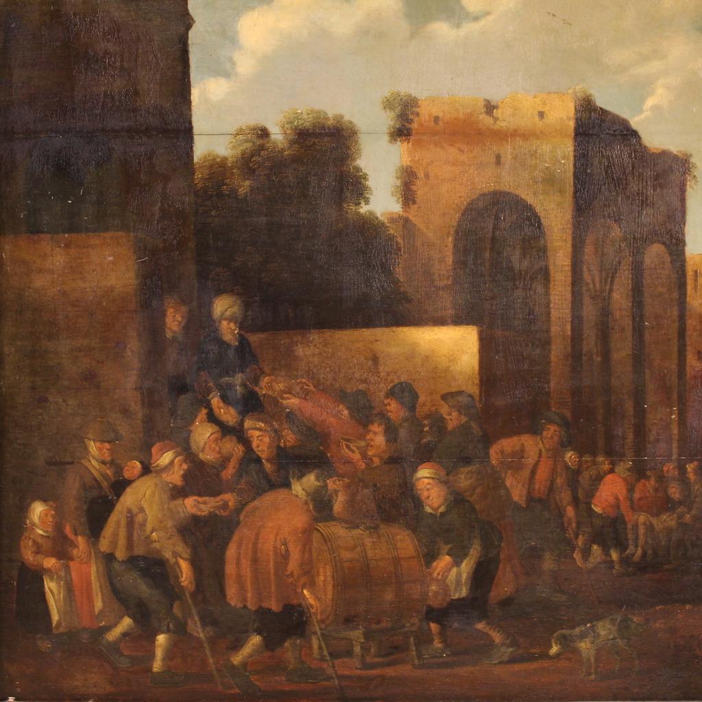 17. Jahrhundert Öl auf Platte Flämisch Genre Szene Antike Malerei, 1646 – Painting von Joost Cornelisz Droochsloot