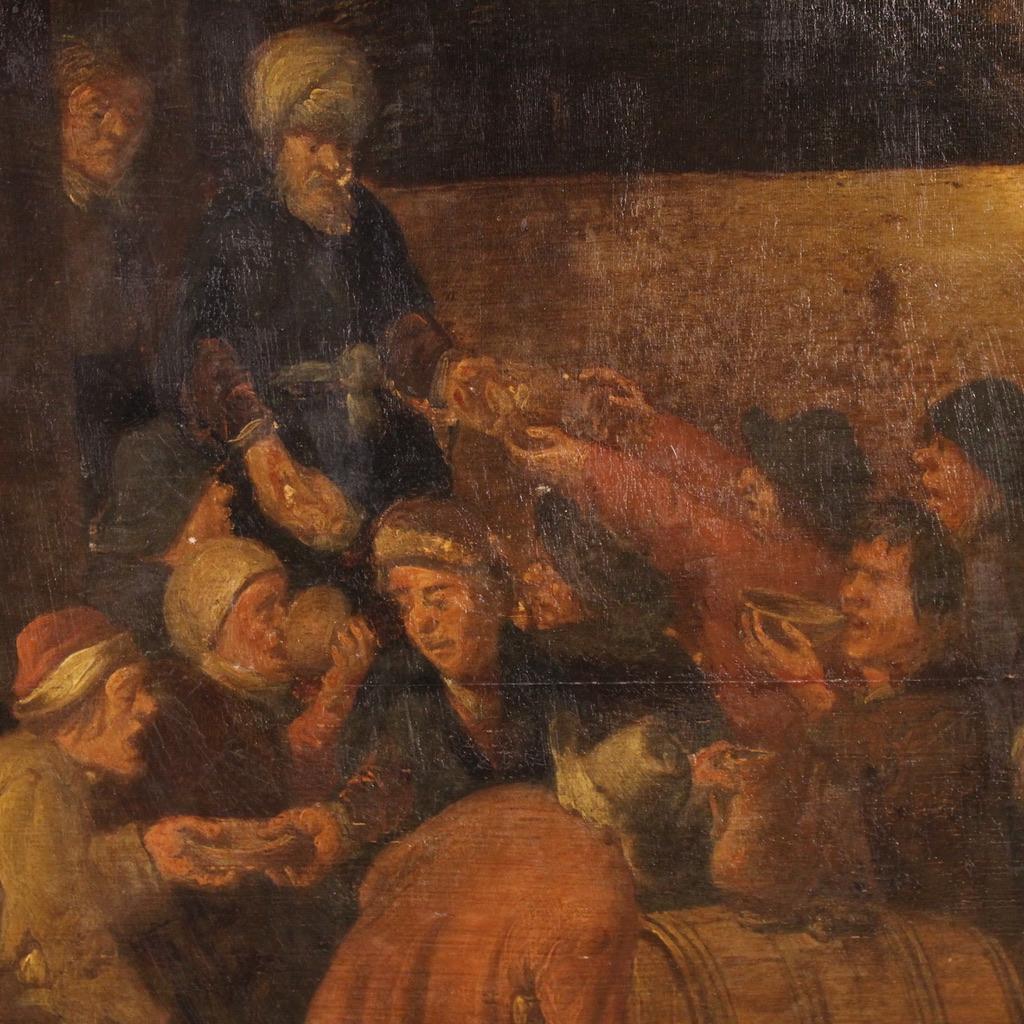 17. Jahrhundert Öl auf Platte Flämisch Genre Szene Antike Malerei, 1646 im Angebot 2