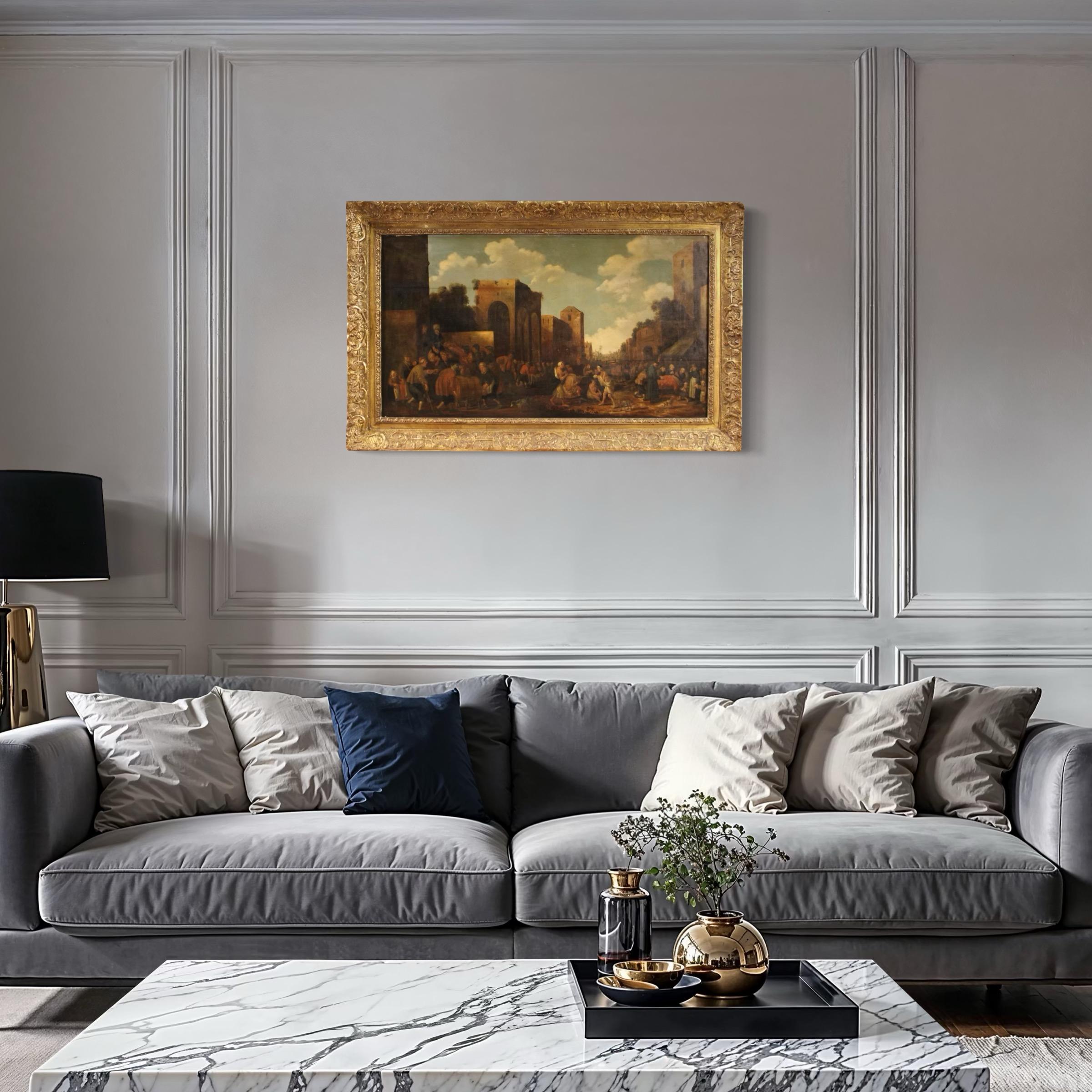 17. Jahrhundert Öl auf Platte Flämisch Genre Szene Antike Malerei, 1646 im Angebot 5