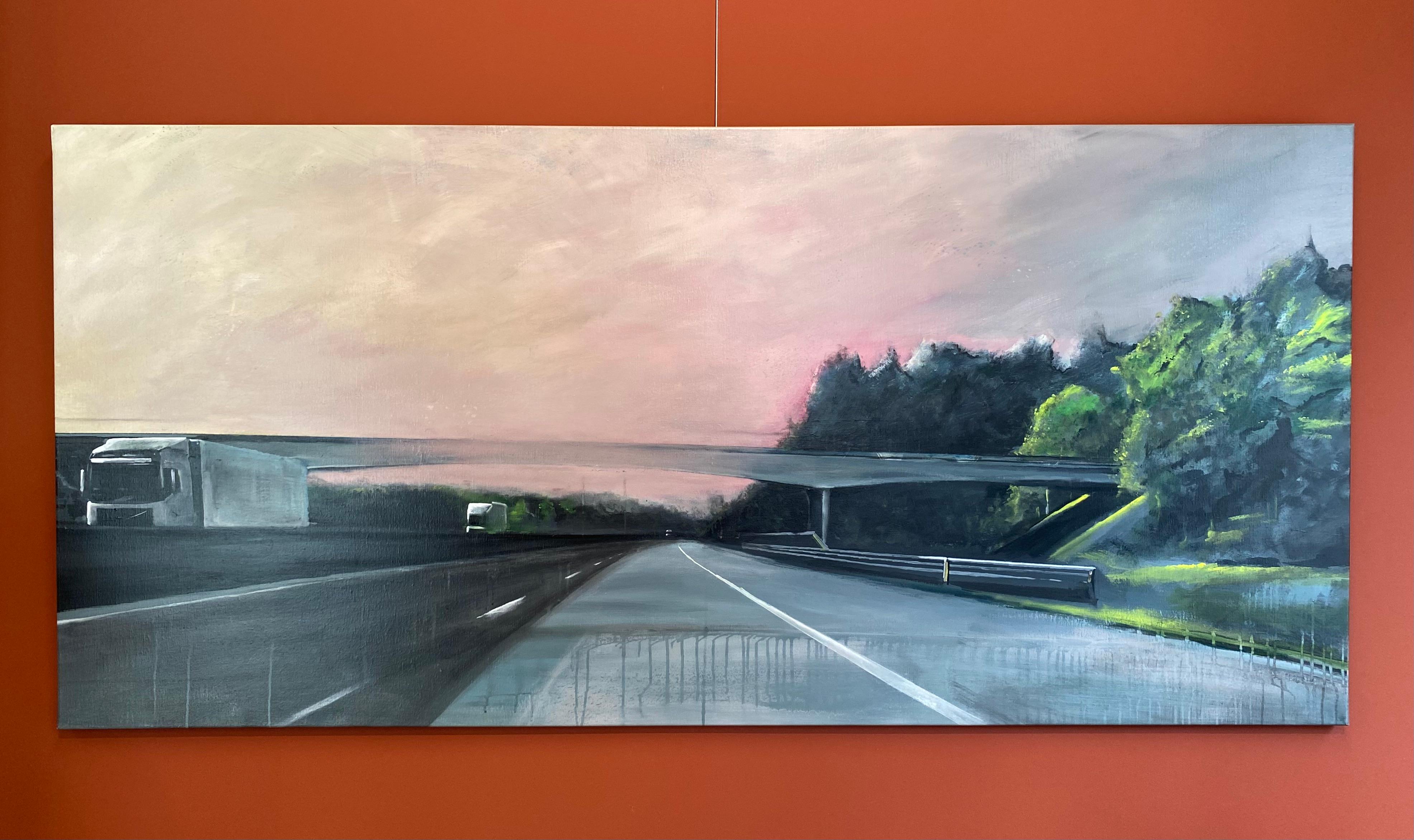 Ponte E34- Pittura di paesaggio contemporanea del XXI secolo - Painting di Joost Verhagen