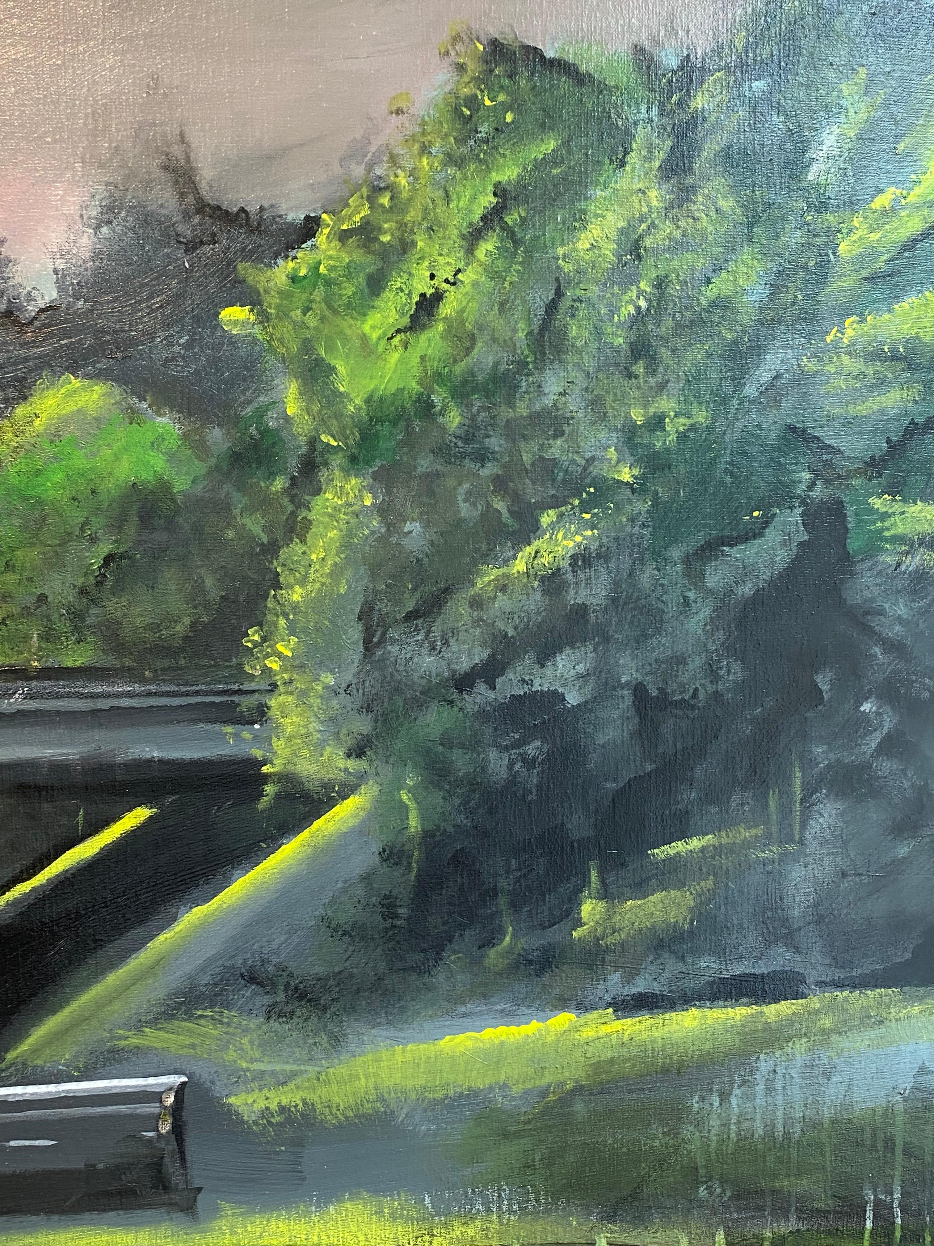 Ponte E34- Pittura di paesaggio contemporanea del XXI secolo - Painting Contemporaneo di Joost Verhagen