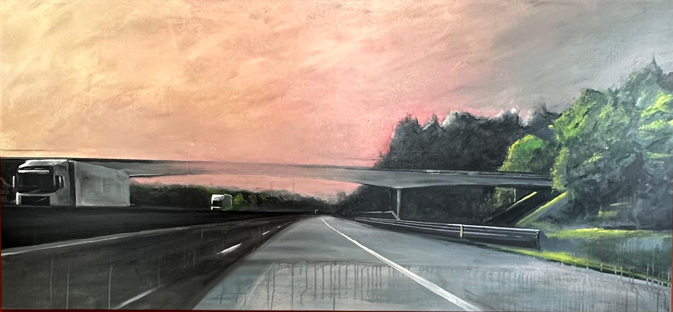 Landscape Painting di Joost Verhagen - Ponte E34- Pittura di paesaggio contemporanea del XXI secolo