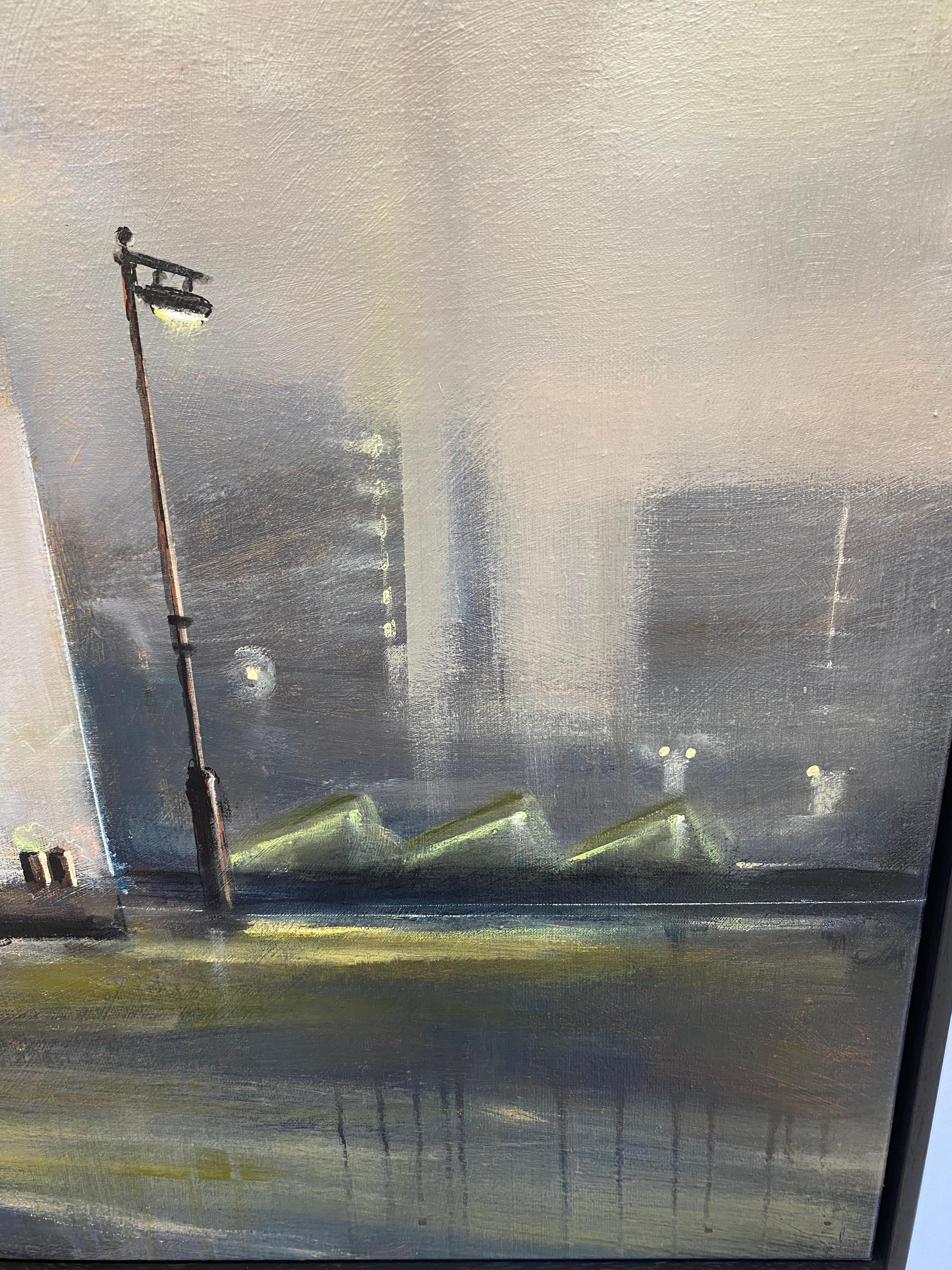 Lighttown Memory I- Pittura di paesaggio contemporanea del XXI secolo - Painting Contemporaneo di Joost Verhagen