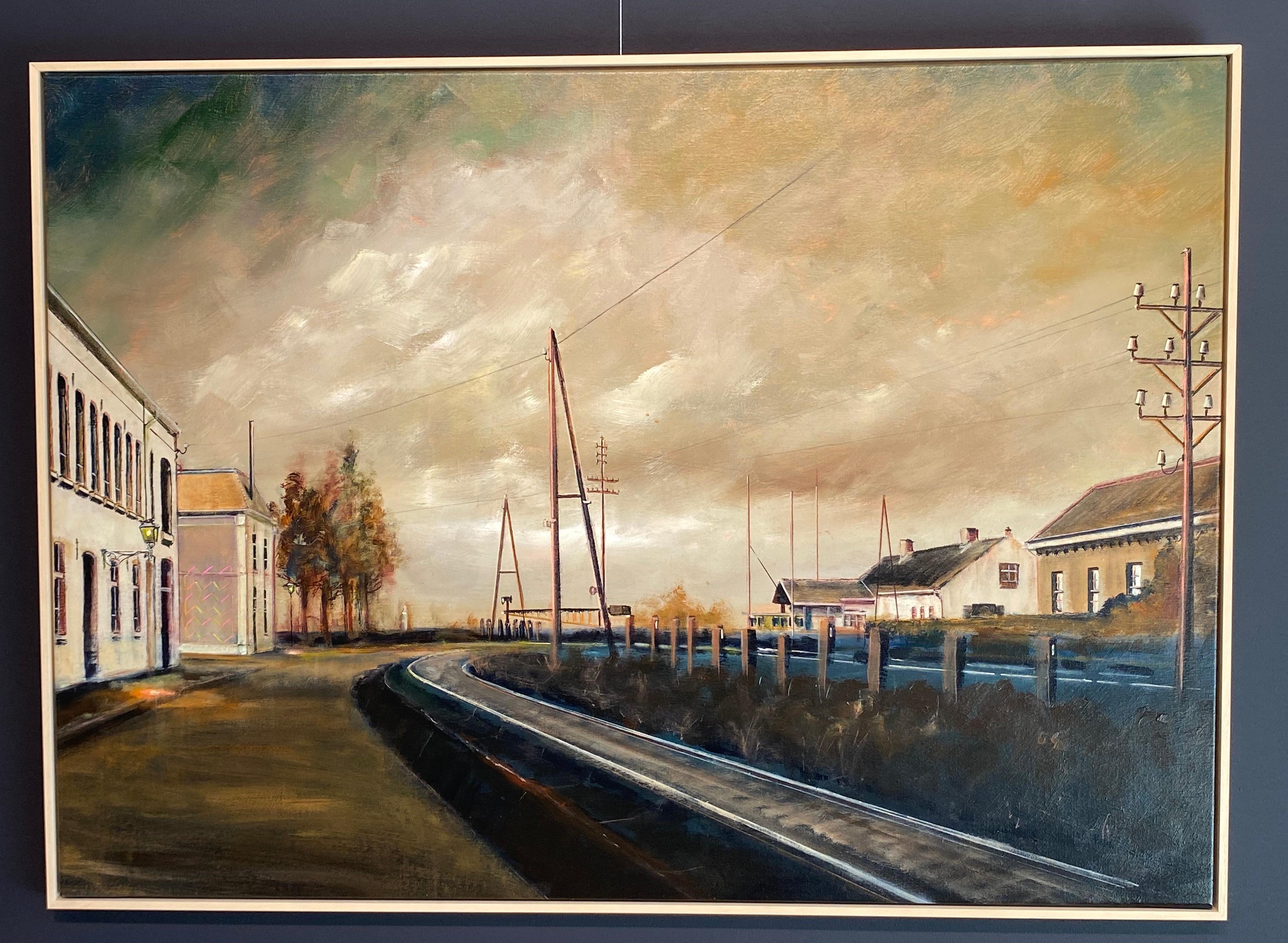 Lighttown Memory II- peinture de paysage contemporaine du 21e siècle - Painting de Joost Verhagen