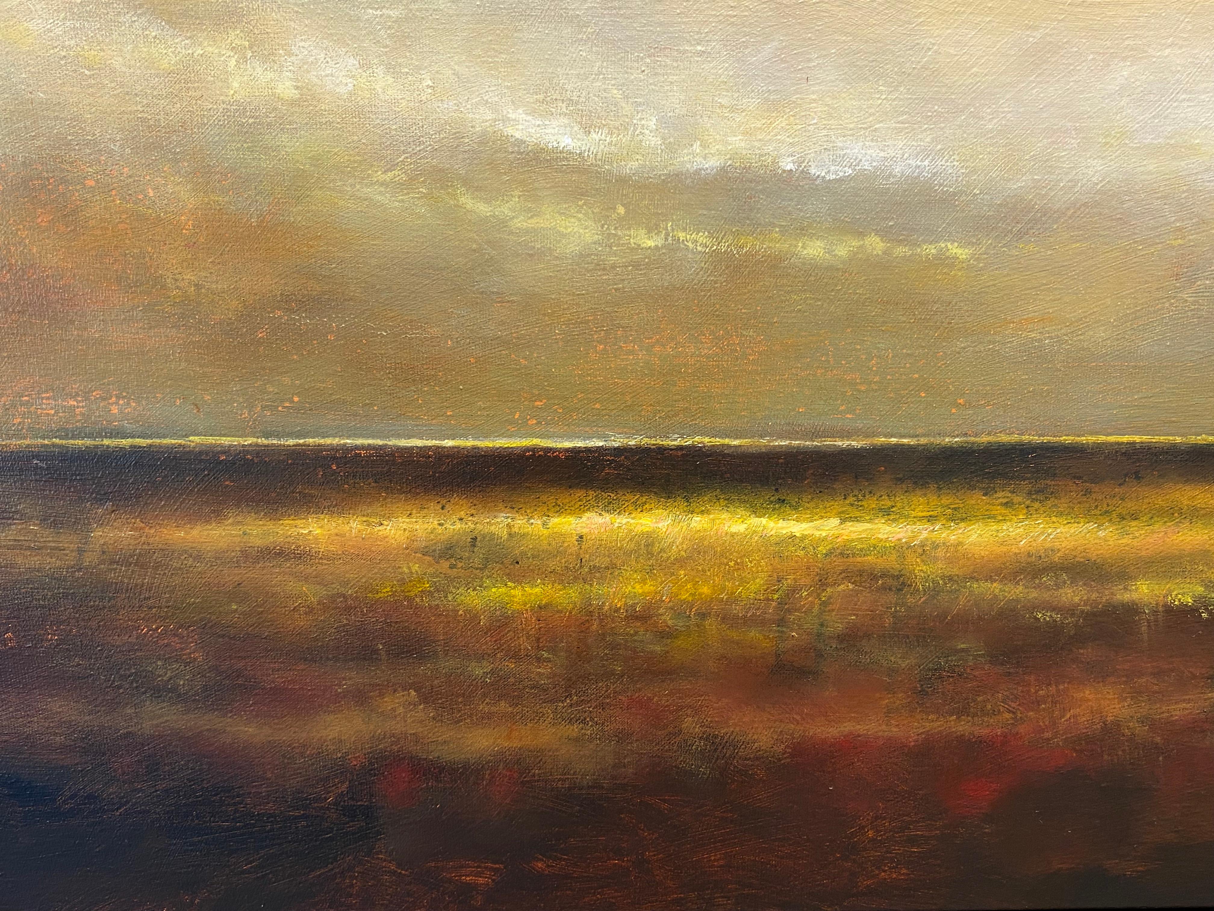 Sérénité de la mer du Nord II - peinture de paysage contemporaine du 21e siècle - Marron Figurative Painting par Joost Verhagen