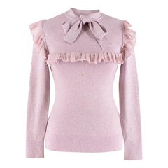 JoosTricot Lilac Ruffled pussy-bow Lurex Sweater XS