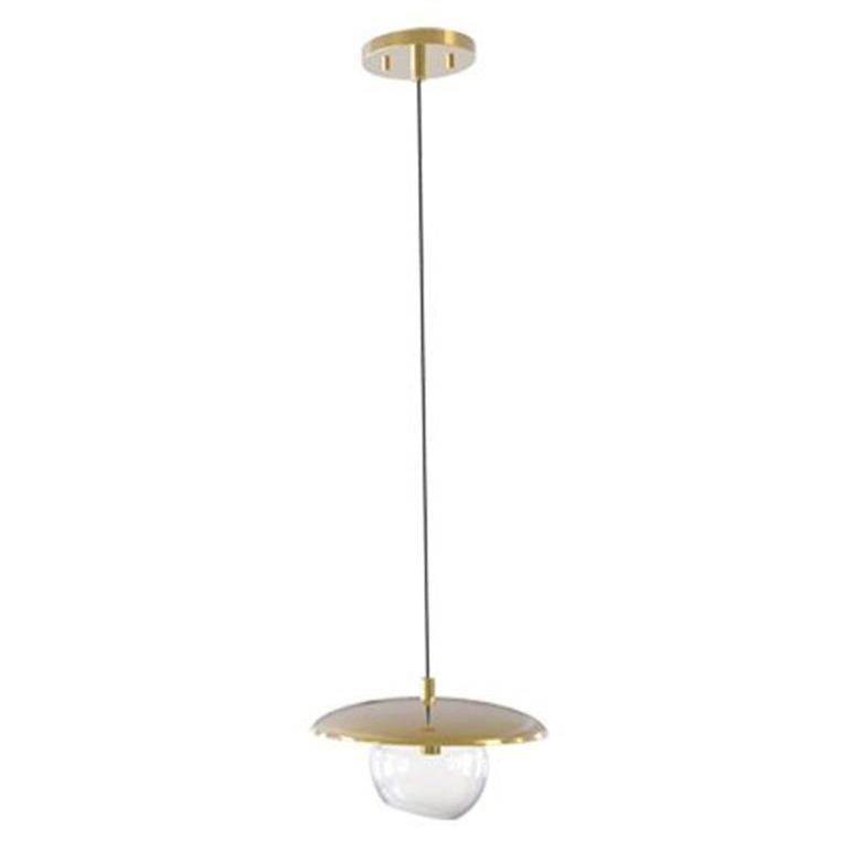 Joplin Suspension Lamp with Gold Plated Brass For Sale