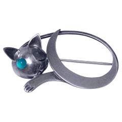 JoPol Sterling Cat Brooch C.1945