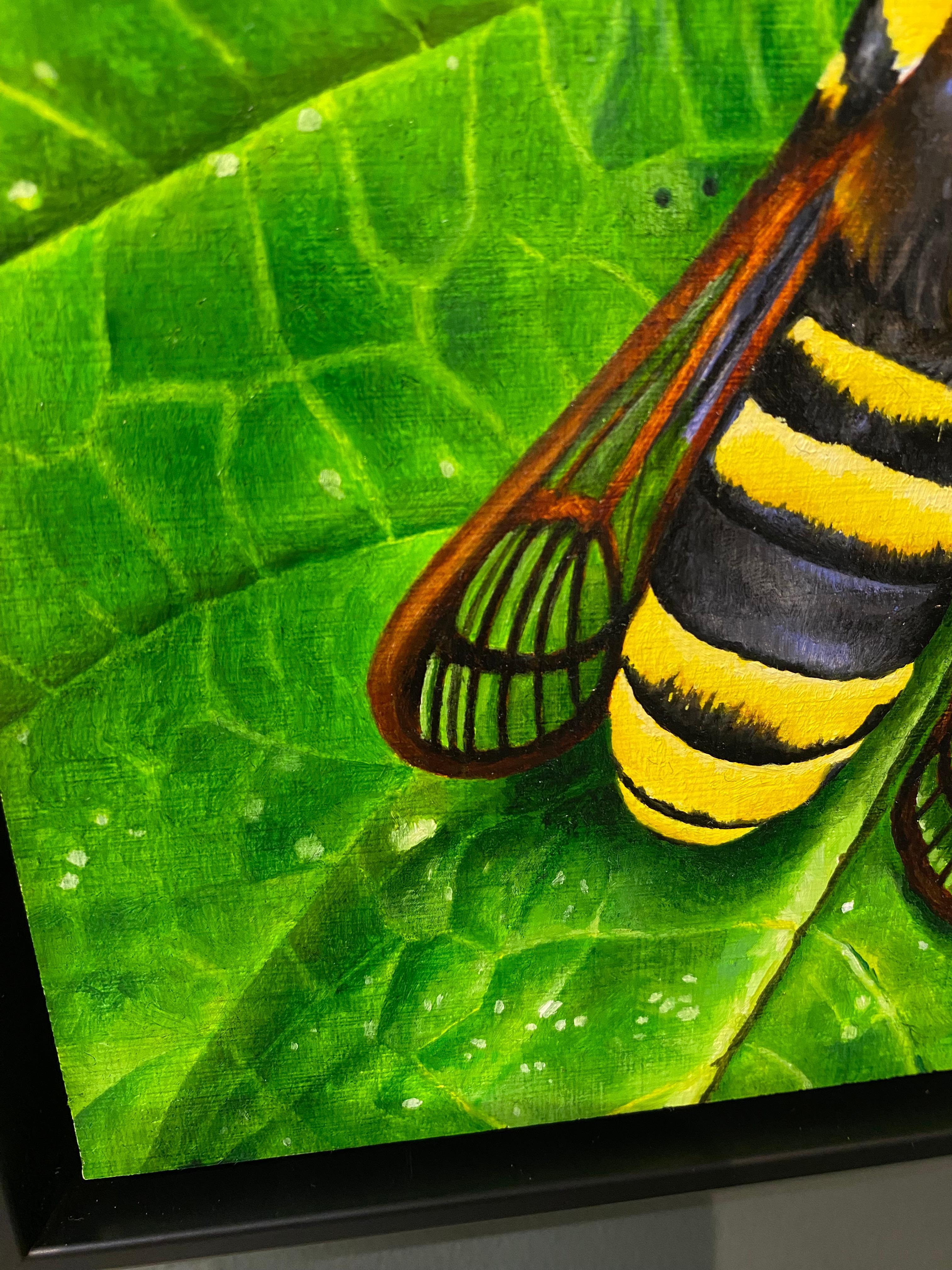 Polilla Avispón - Joran van der Haar, Pintura al óleo contemporánea del siglo XXI en venta 2
