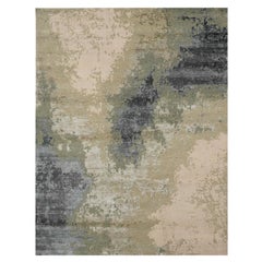 Jord Hand Knotted Modern Silk Rug in Green and Grey Colours by Hands