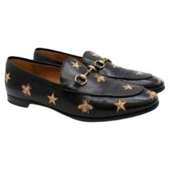Jordaan embroidered bee stars black leather loafers