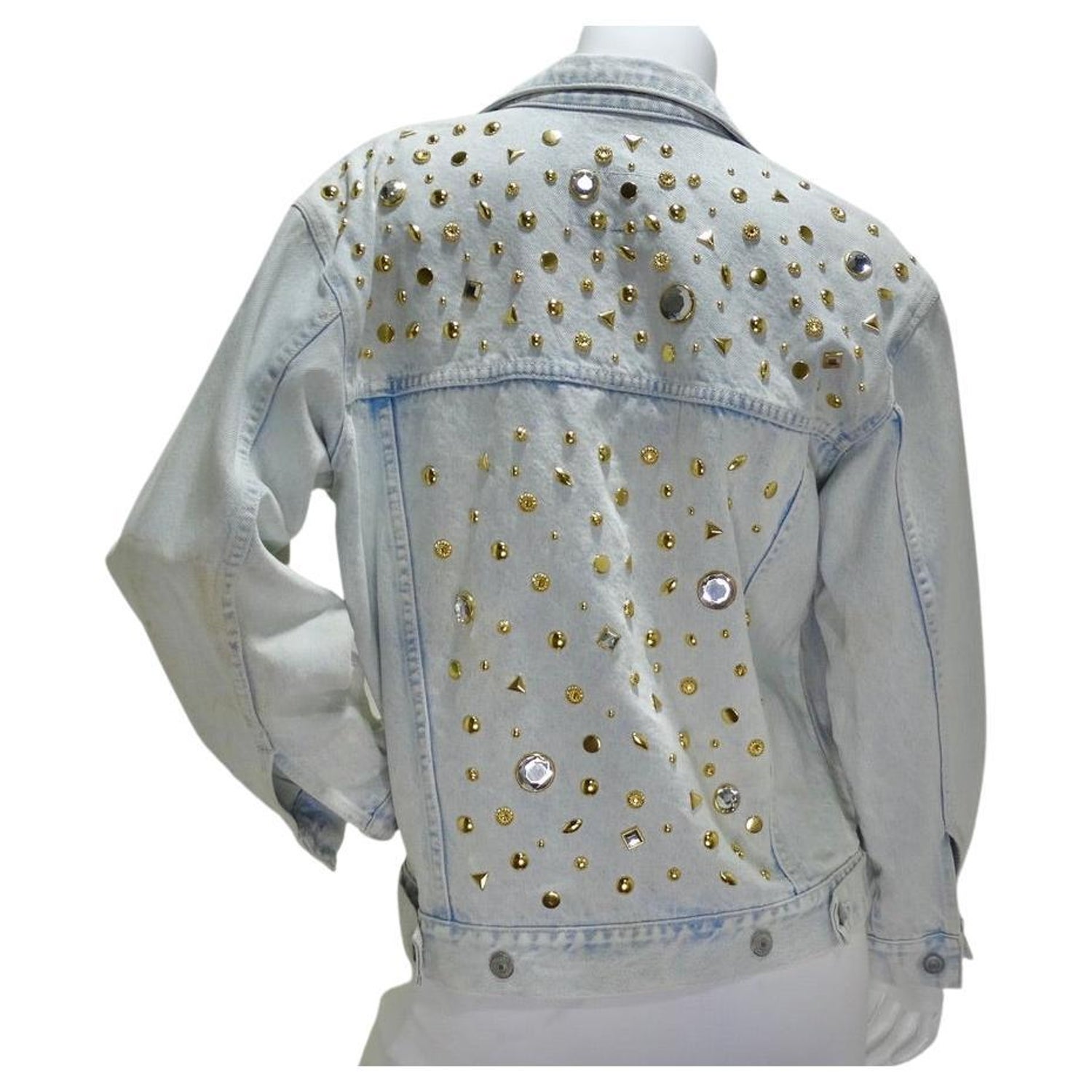 Jordache Studded Rhinestone Gem Denim Jacket For Sale at 1stDibs