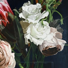 « Blue Velvet » - peinture de nature morte florale à grande échelle, réalisme, Rachel Ruysch