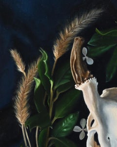 "Vanitas: Yuletide Harvest" still life, skull, realism, botanical