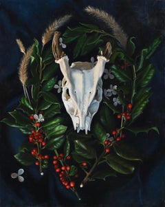 "Vanitas: Yuletide Harvest" still life, skull, realism, botanical