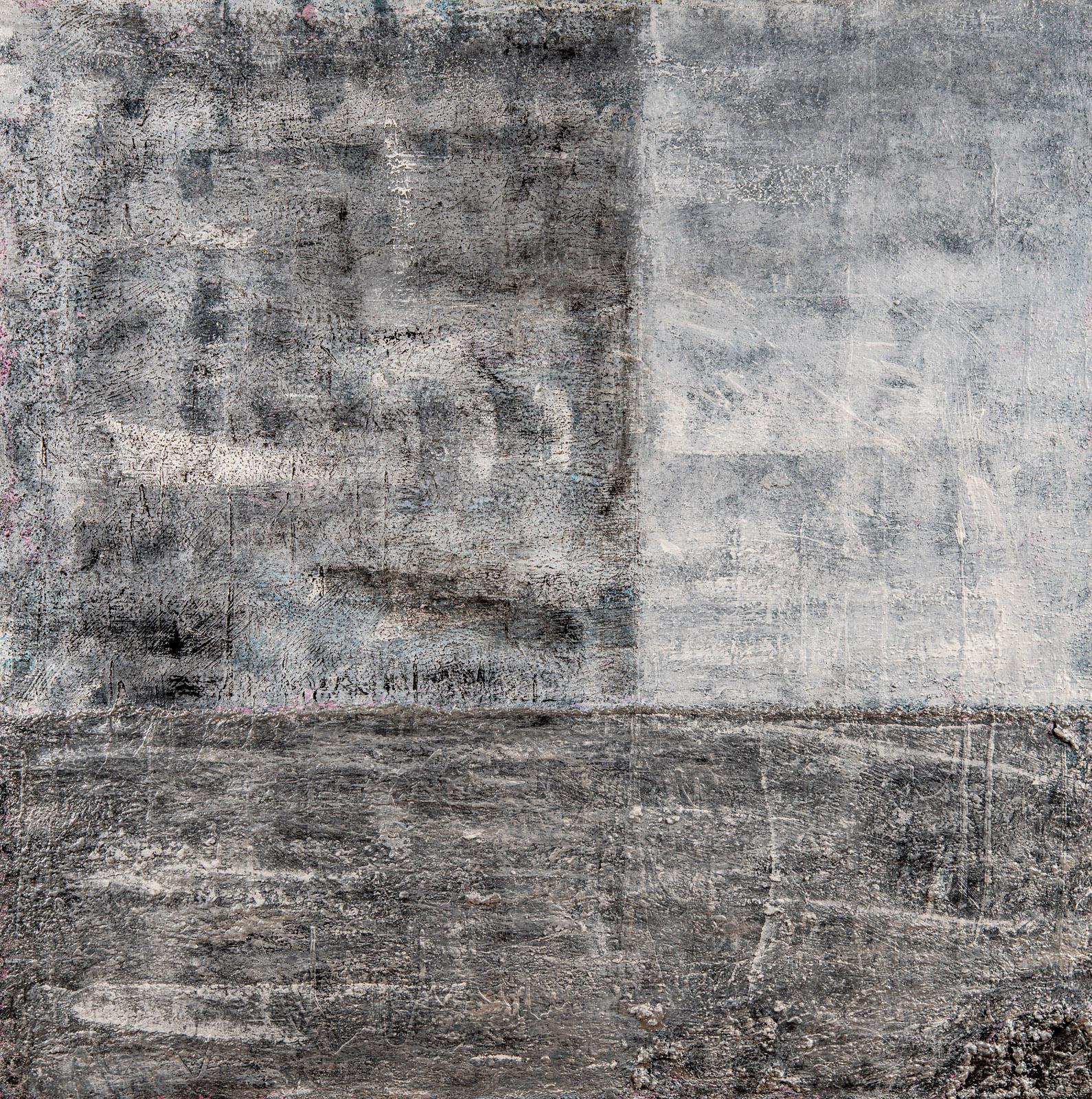 Abstract Painting di Jordan Barker - "Gray Matter" - Pittura monocromatica sottile a tecnica mista