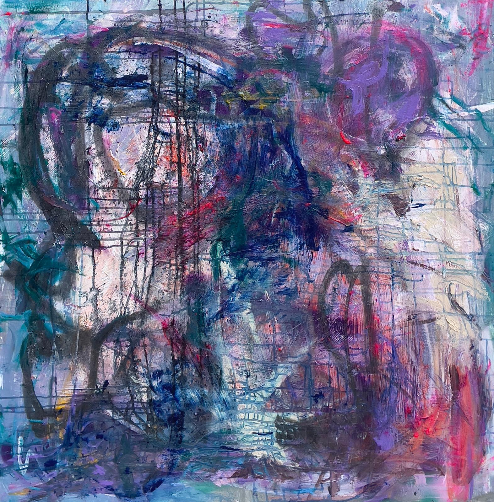 Abstract Painting di Jordan Barker - "Nebbia cerebrale" - Pittura astratta colorata e giocosa