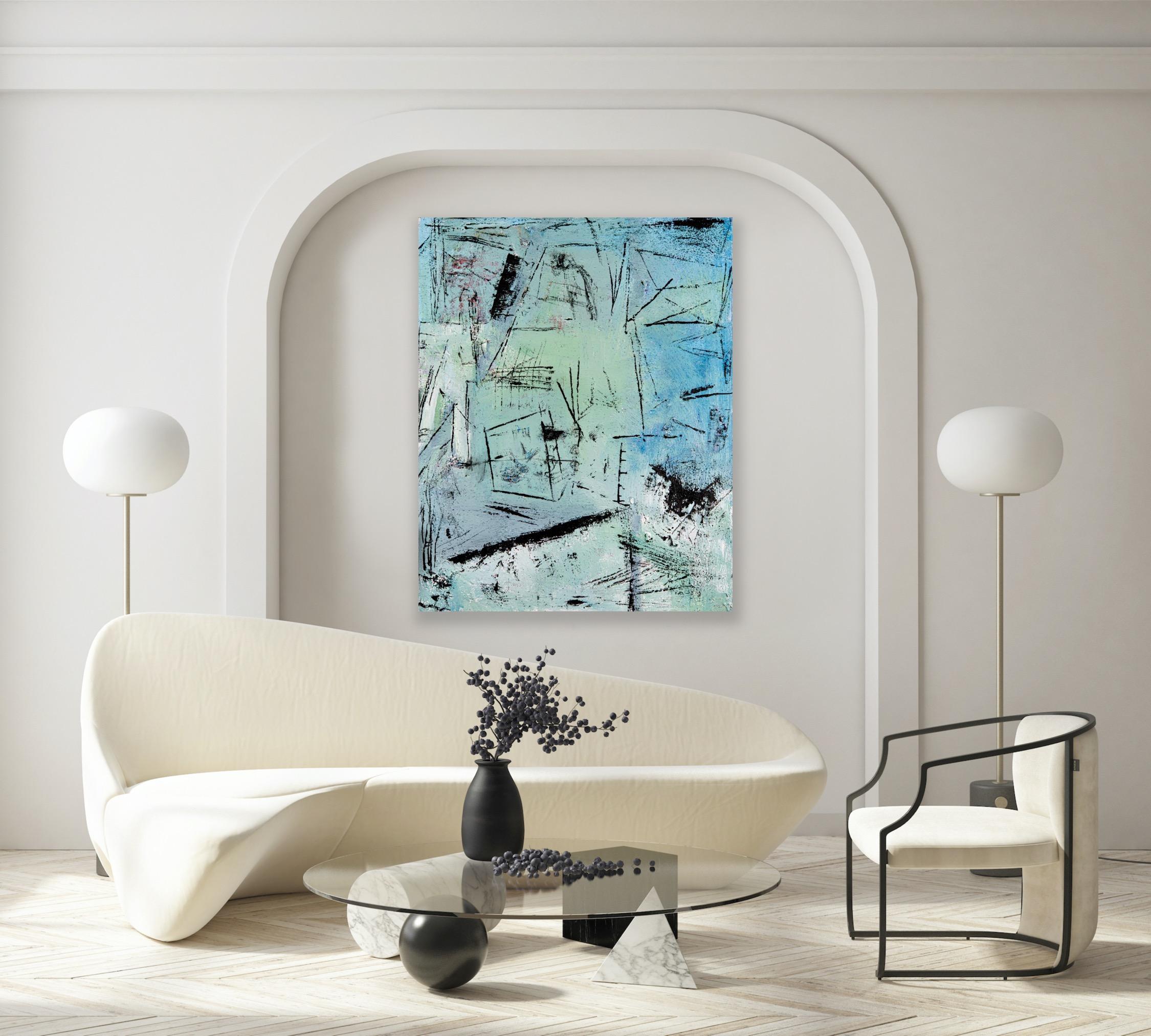 “Ocean Breeze”- Soothing and Rich, Mixed Media, Abstract Fine Art Painting For Sale 4