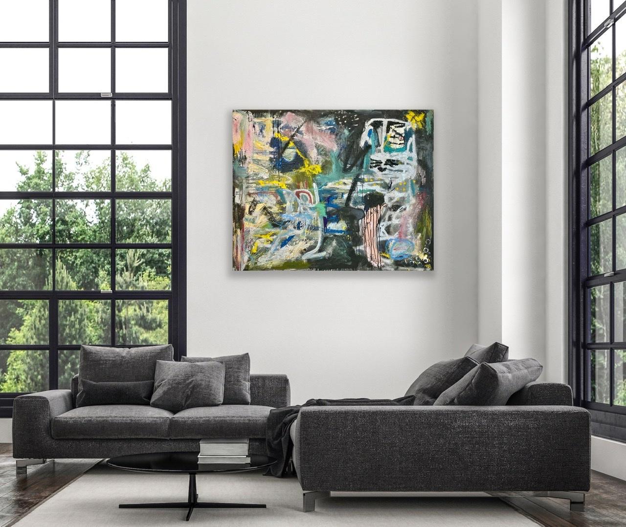 King of the Jungle - Gray Abstract Painting by Jordan Barker