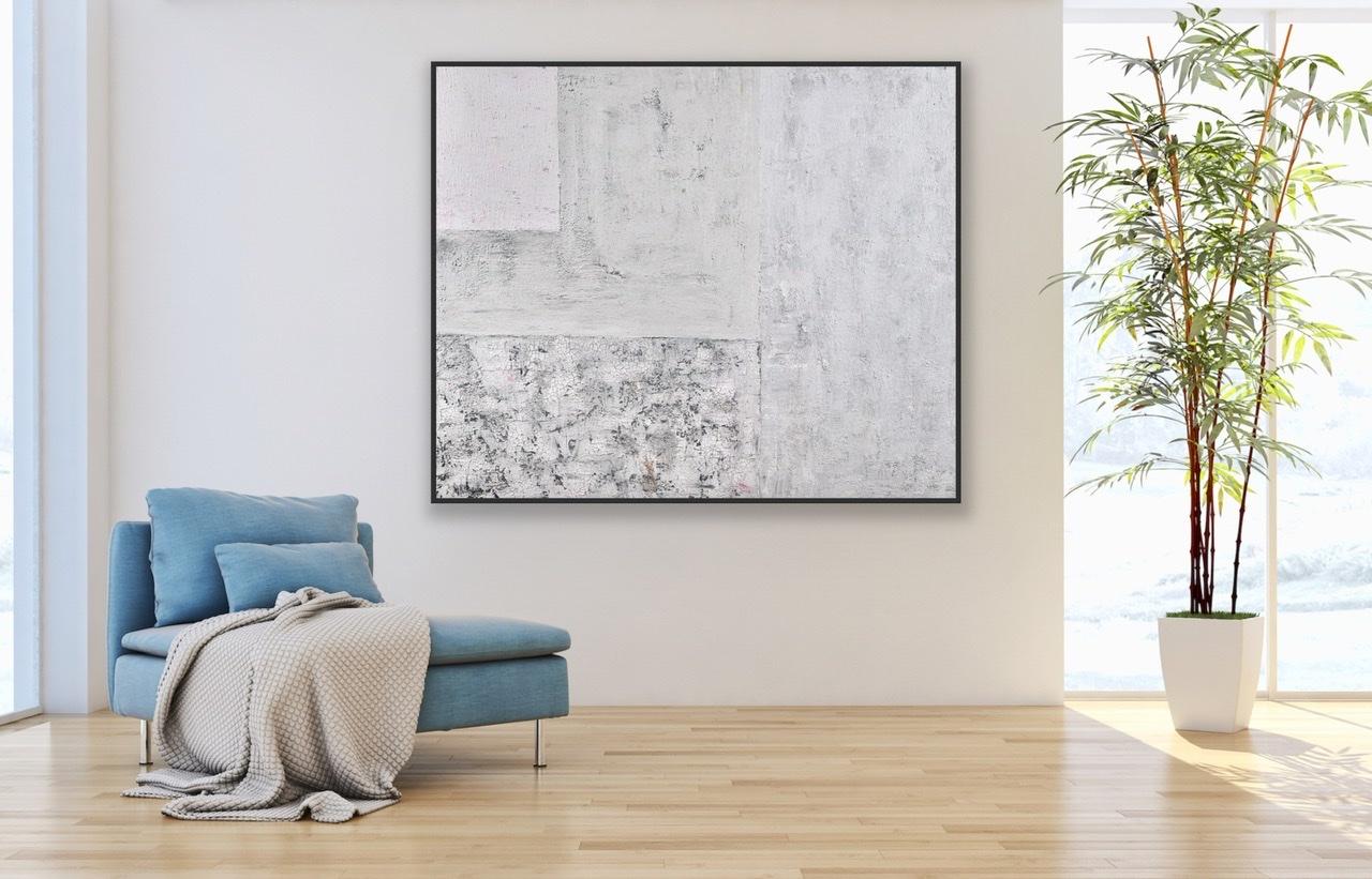 White Noise - Gray Abstract Painting by Jordan Barker