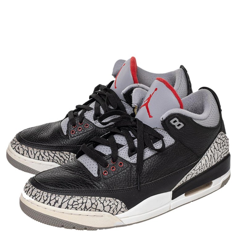 Jordan Black Leather Air Jordan 3 Retro OG High Top Sneakers Size 46 at  1stDibs