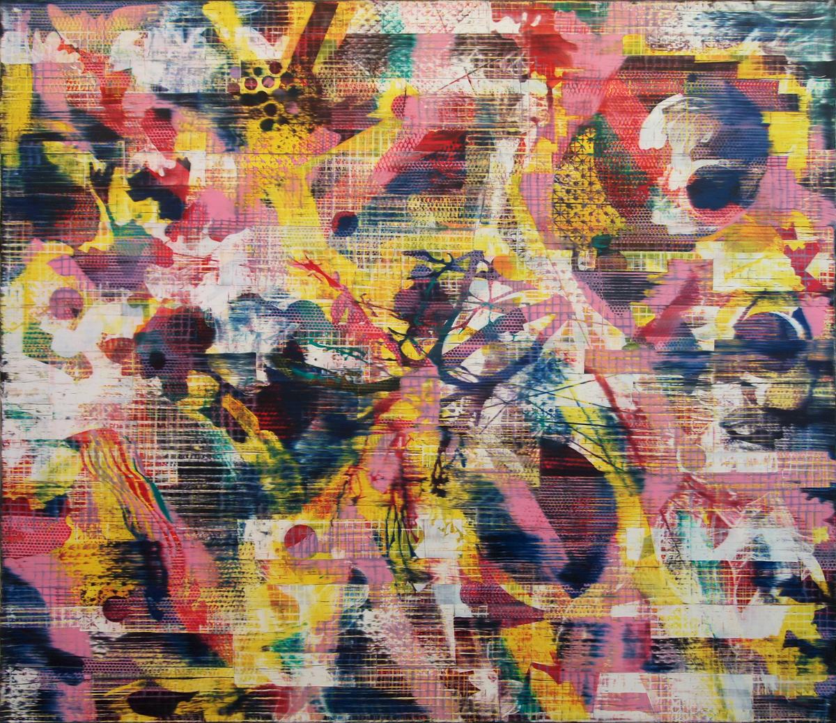 Jordan Broadworth Abstract Painting - Scoured Irregular, abstract oil painting on canvas 