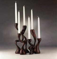 5 Candlesticks/Candleholders Cast Bronze "Anna Mae", USA, Jordan Mozer, c. 2003