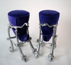 Barre Stool:Iridium Ballet Stool, Cast Aluminum, Mohair, Jordan Mozer, USA 1992