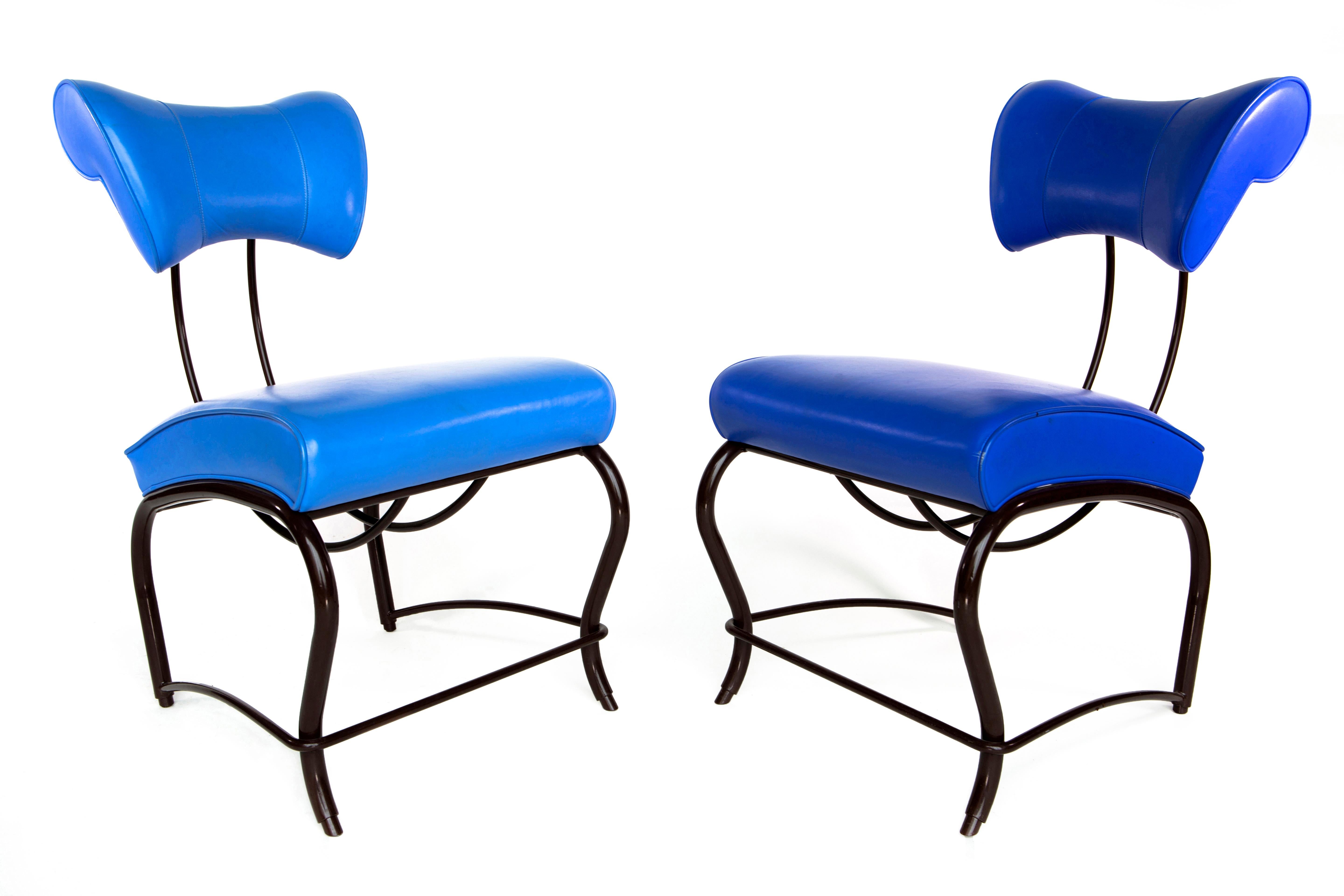 Jordan Mozer (b.1958) Elbert Chair: Times Square Variation 2006: Custom Dyed Leather and Powder Coated Steel.  Made in the US. 31