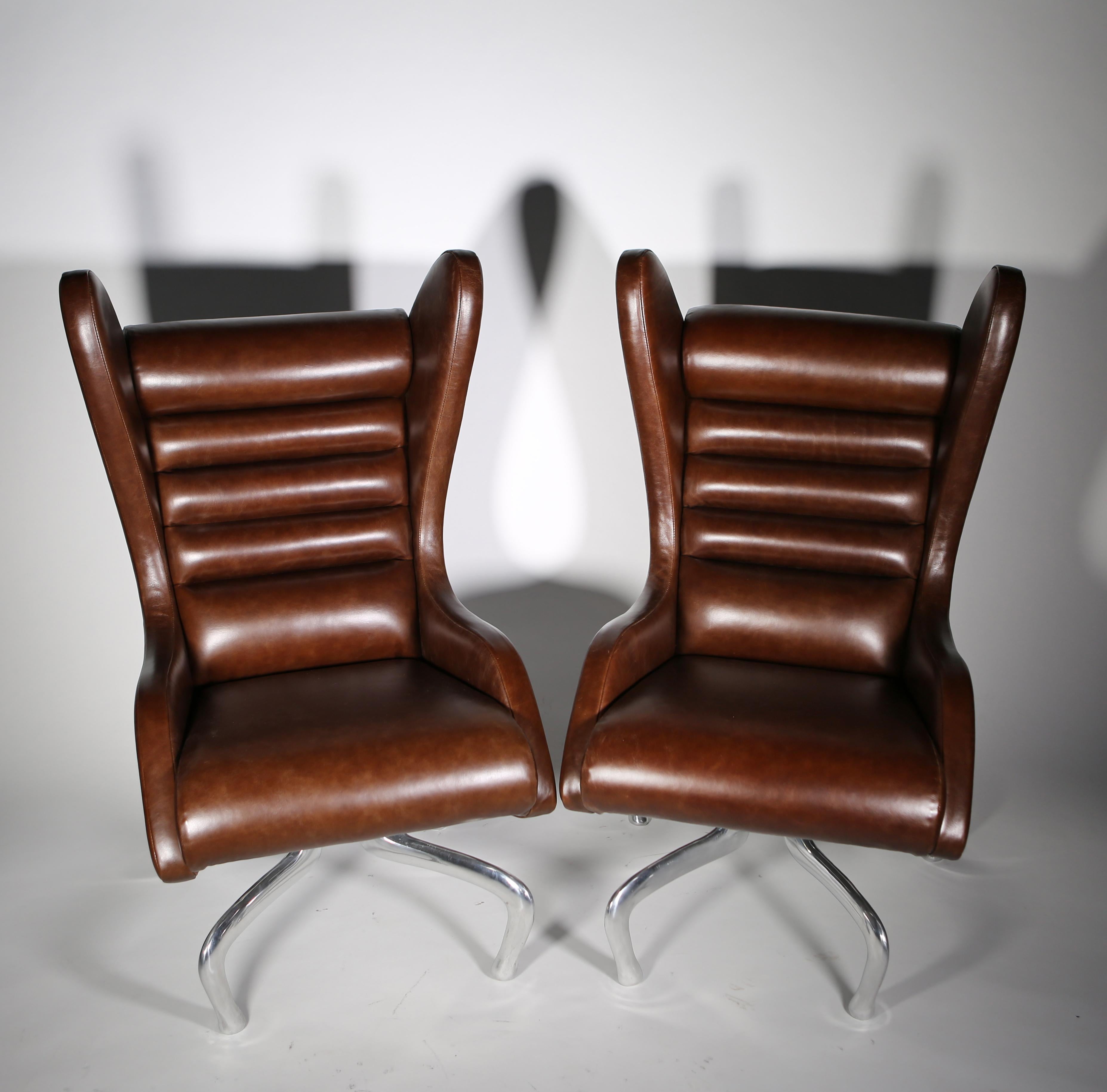 American Cantering Lounge Chair, Leather / Cast Aluminium, Jordan Mozer, USA, 2003-2018 For Sale