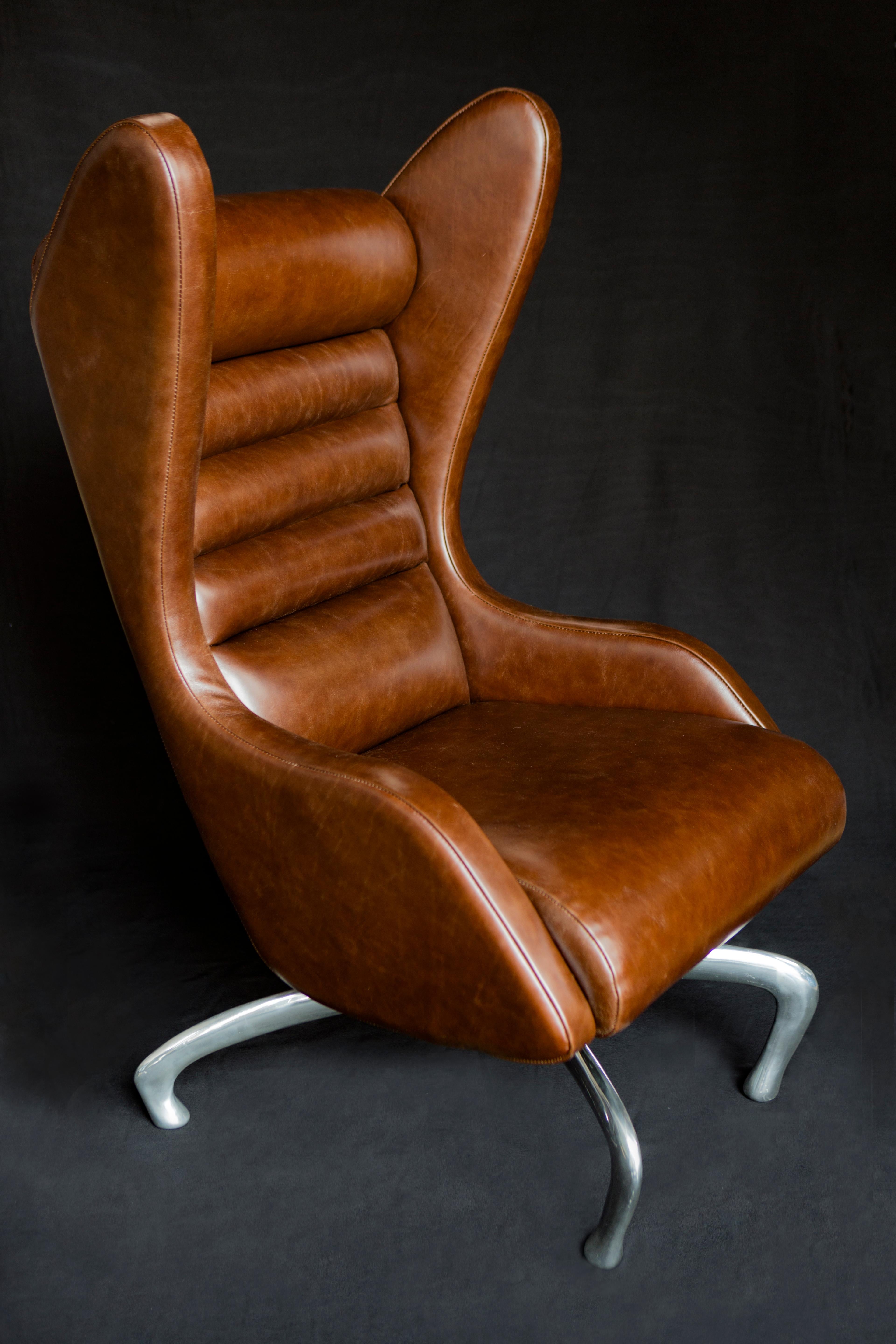 Cantering Lounge Chair, Leather / Cast Aluminium, Jordan Mozer, USA, 2003-2018 In New Condition For Sale In Chicago, IL